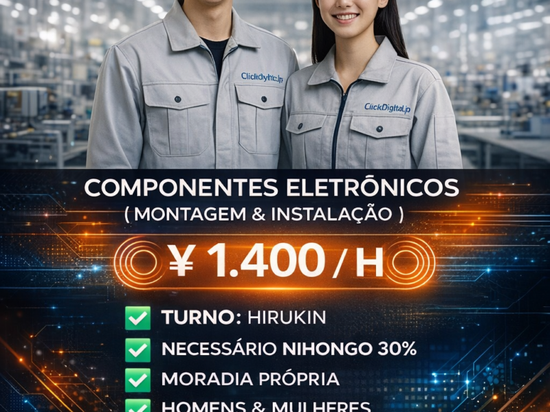 Componentes Eletrônicos . Montagem e instalação . Owariasahi-shi, Aichi-Ken . ¥ 1.400/h . Cód. da Vaga : KA-055 .
