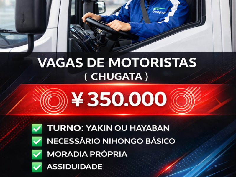 Motorista de Caminhão . Carregar e Descarregar Produtos . Ichinimiya-shi, Aichi-Ken . ¥ 350.000 . Cód. da Vaga : KA-0268 .