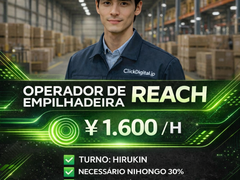 Operador de Empilhadeira Reach . Transporte de Produto de Vestiarios . Iwakura-shi, Aichi-Ken . ¥ 1.600/h . Cód. da Vaga : KA -1415 .