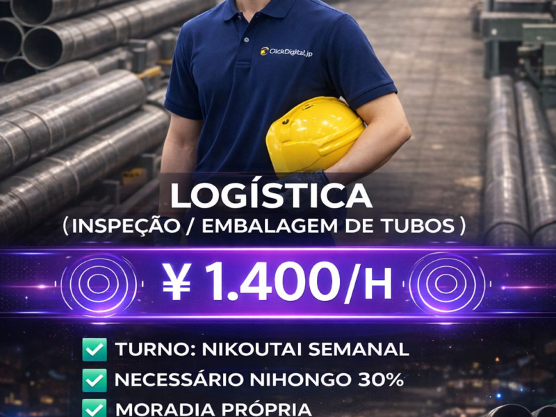 Logística . Centro de Distribuição de Canos Metalicos . Handa-shi , Aichi-Ken . ¥ 1.400/h . Cód. da Vaga : SO-0041 .