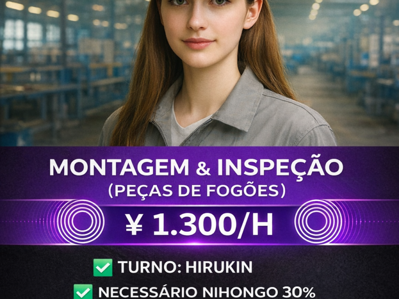 Fabricação . Montagem de fogões . Oguchi-cho , Aichi-Ken . ¥ 1.300/h . Cód. da Vaga : KA-026 .