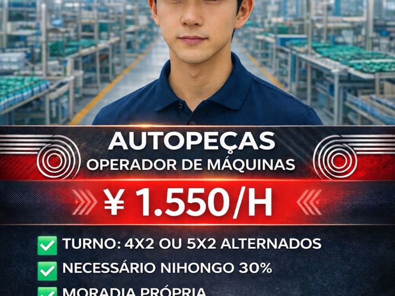 Autopeças . Operador de Máquinas . Komaki-shi, Aichi-Ken . ¥ 1.550/h . Cód. da Vaga : KA-050 .