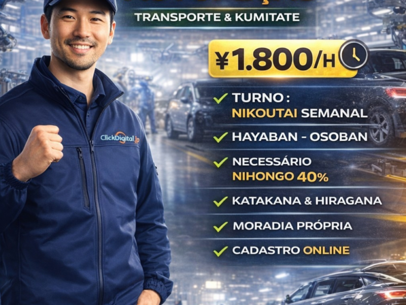 Autopeças . Montagem de peças automotivas . Oguchi-cho, Aichi-Ken .¥ 1.800/h . Cód. da Vaga : TF-0130 .