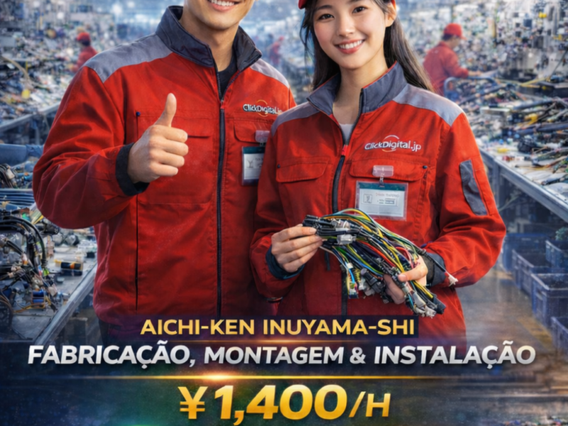 Autopeças . Fabricação, Montagem e Instalação de Chicotes Eletrônicos Inuyama-shi , Aichi-Ken . ¥ 1.400/h . Cód. da Vaga : SO-093 .