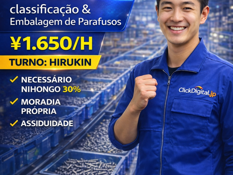 Logística . Picking, Inspeção e Embalagem . Toyota-shi , Aichi-Ken . ¥ 1.650/h . Cód. da Vaga : SO-045 .