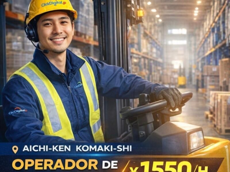Operador de Empilhadeira Reach Separação de Produtos Kombini . Komaki-shi, Aichi-Ken . ¥ 1.550/h . Cód. da Vaga : TA-0166 .
